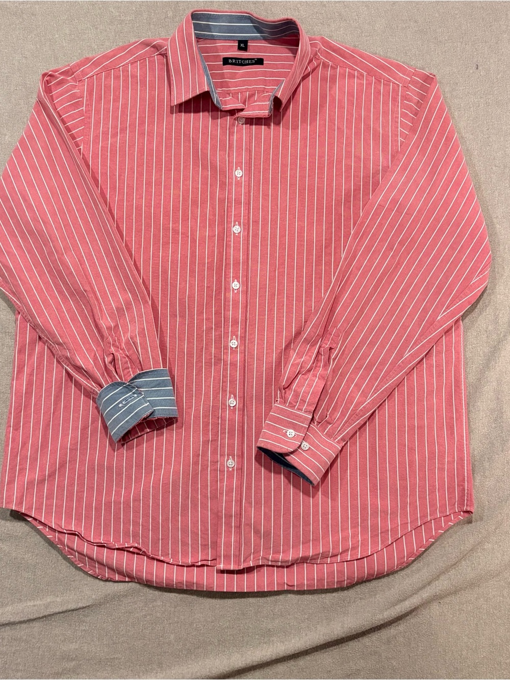 BRITCHES Red Stripe Button-Down Dress Shirt